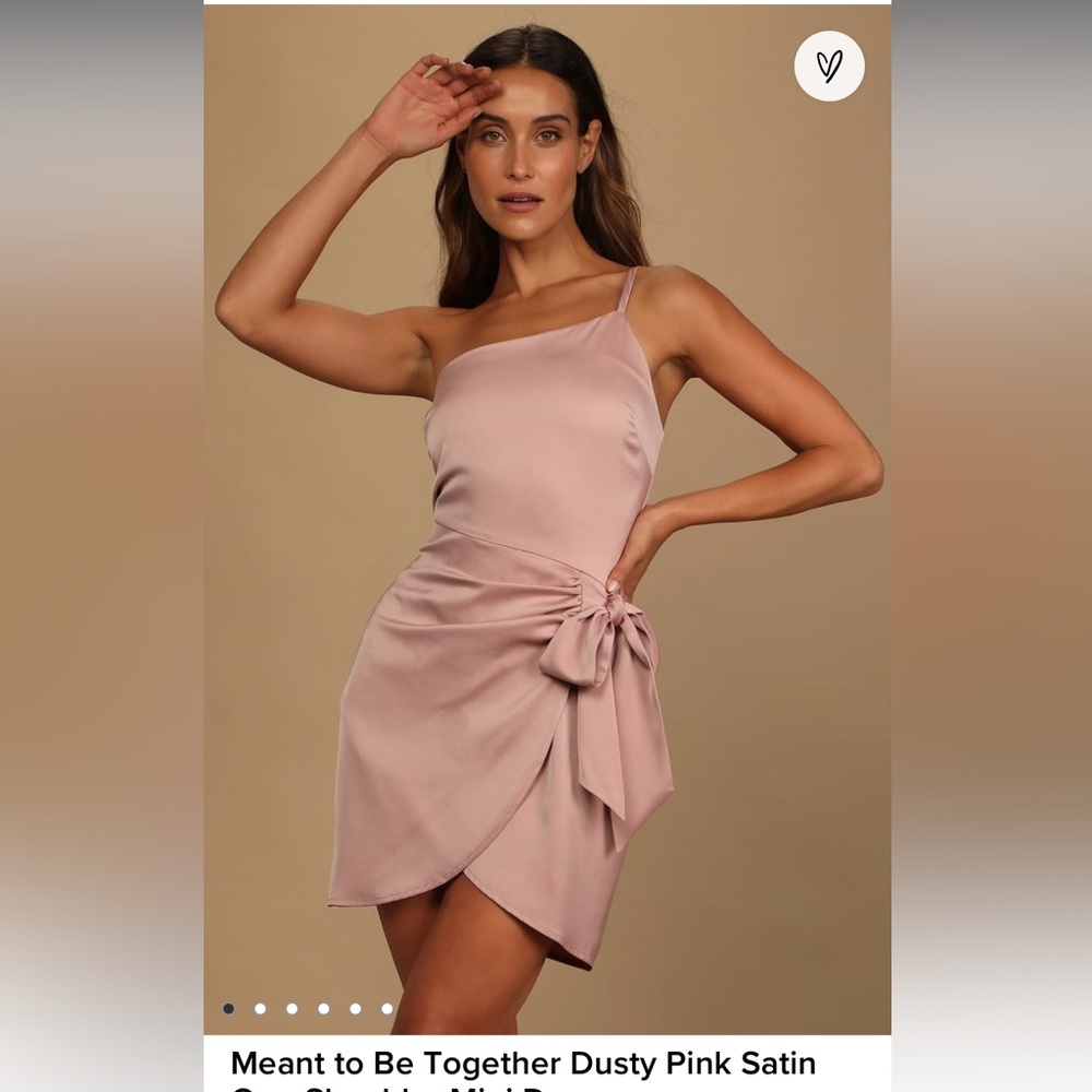 Lulus Meant to Be Together Dusty Pink Satin One Shoulder Mini Dress